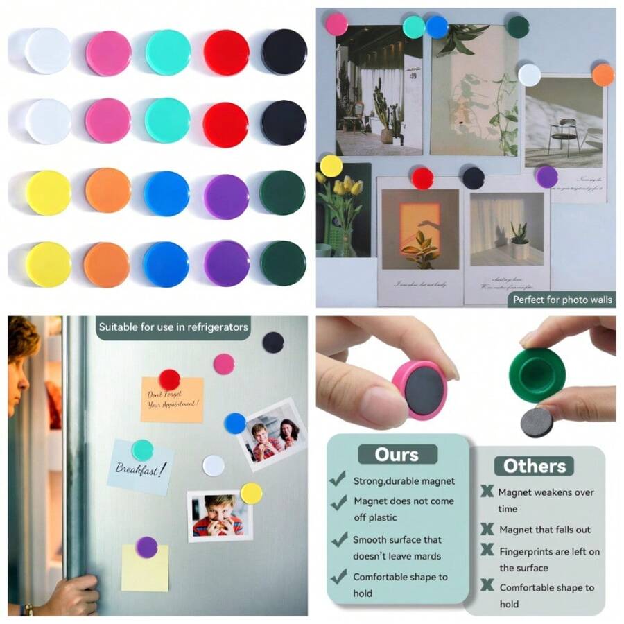Strong Small Heavy Duty Fridge Magnets 20PCS Multi Color Mini Round Refrigerator Magnets For Whiteboard Kitchen Office Locker Classroom Home Organization - 1 - 查看 1