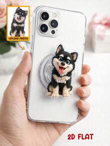 1pc Personalized Pet Photo To 3D Style Cartoon Phone Grip, Custom Dog & Cat Portrait Mobile Stand With Name, Unique Gift For Pet Lovers - As Shown 1 - View 10