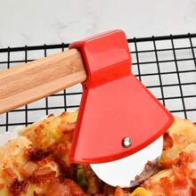 Pizza Cutter, 1 Count Stainless Steel Pizza Slicer With Wooden Handle, Pizza Tool, Kitchen Utensils & Gadgets, Pasta, Round Pie Cutter, Food Divider, Kitchen Utensils,  Kitchen Cooking Accessories(Red). - Red - View 8