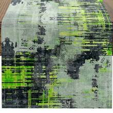 Watercolor Tie-Dye Table Runner, Lime Green Gray Colorful Vanity Dresser Runner, Modern Abstract Geometric Brushstroke Painted Runner, Suitable For Home Party Decor 13x35/13x47/13x59/13x72/13x90/13x108 Inches - Multicolor - View 11