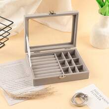 Joyero con 9 compartimentos con cerradura, acolchado suave y tapa segura, forro de terciopelo, bandeja de almacenamiento para anillos/aretes/collares, adecuado para el hogar, viajes, exhibición, protección contra enredos y arañazos, divisores extraíbles, esencial para viajes - Multicolor - Ver 12