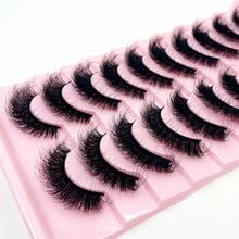 Lông mi giả 5D giả lông chồn, 10 cặp, kiểu đan chéo mềm mại, tự nhiên, dày và bồng bềnh, thích hợp sử dụng hàng ngày. - màu đen - Xem 6