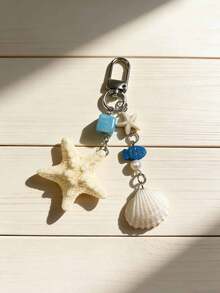 Móc khóa hình vỏ sò, sao biển, phụ kiện trang trí ba lô, dây đeo điện thoại, phong cách đảo, mặt dây chuyền hình vỏ sò thời trang - Nhiều màu - Xem 2