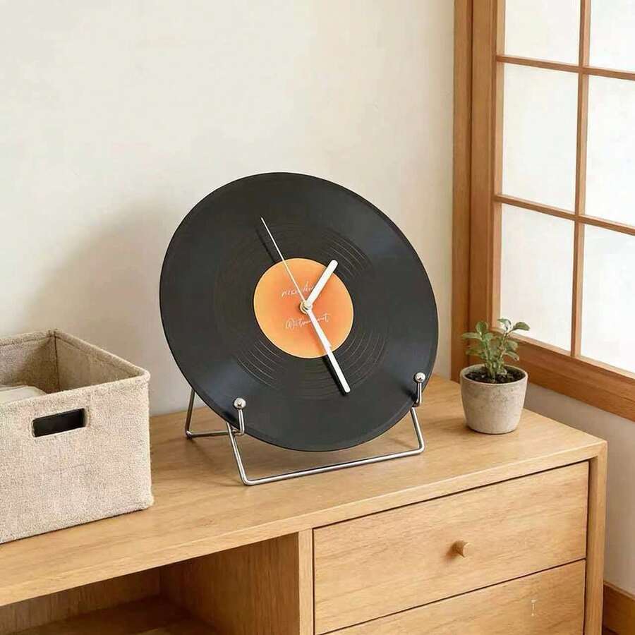 1pc Dropship Sunset Vinyl Record Wall Clock, High-End Decor, Retro Clock Stand, DIY Clock For Coffee Shop & Living Room