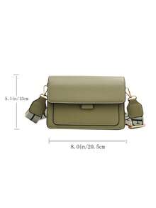 Fashionable Minimalist Flap Shoulder Strap Crossbody Bag - Olive Green - View 8