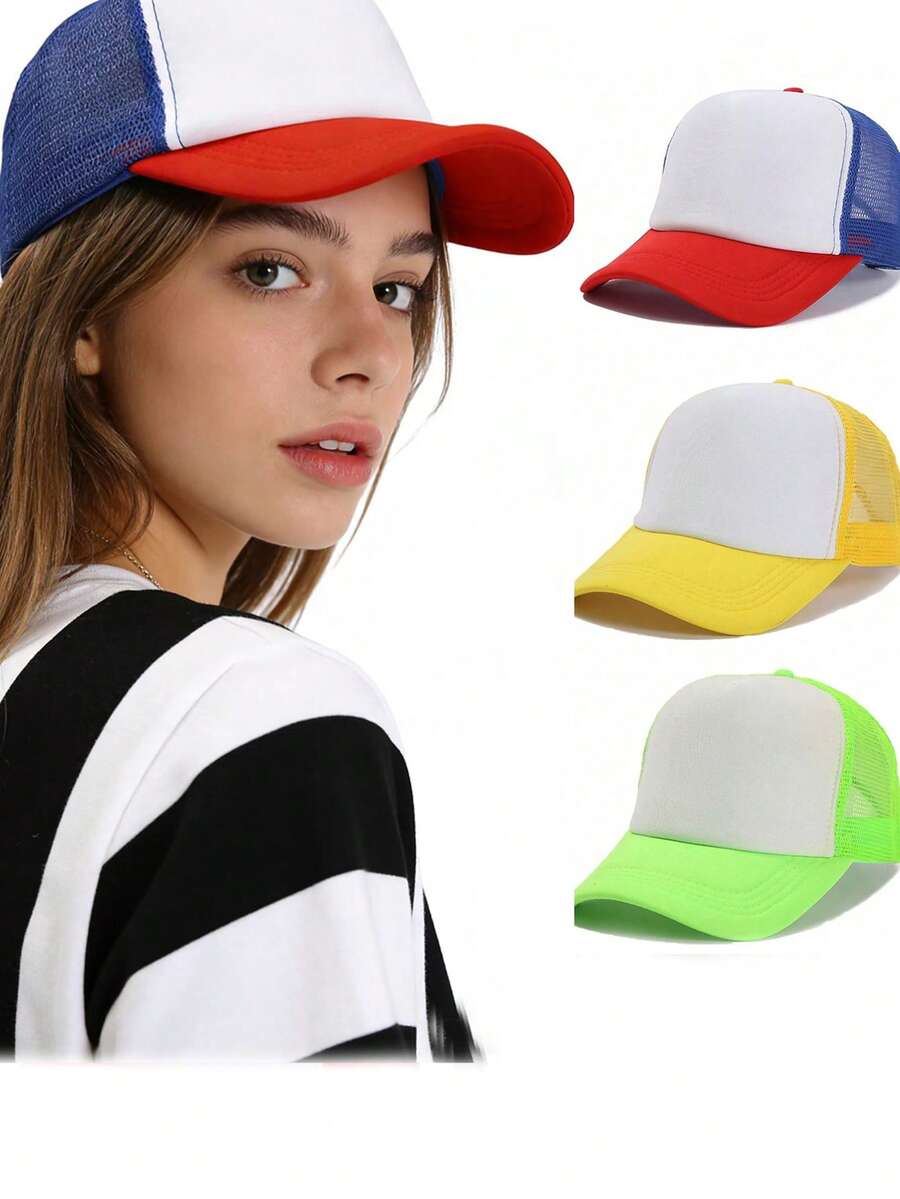 1 chiếc mũ chống nắng lưới thoáng khí unisex, thích hợp cho mùa xuân/hè, có thể thêu hoặc in tùy chỉnh, mũ dành cho học sinh/tài xế xe tải. - Nhiều màu - Xem 1