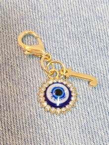 1pc Initial Letter Blue Evil Eye Rhinestone Keychain - Symbolic Gift, Protection And Good Luck - Fashion Accessory, Suitable For Car Keys/Bag Pendant, Ideal Holiday Gift Accessory - Multicolor - View 32