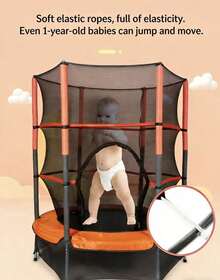 JUFIT Hexagonal Mini Fitness Trampoline Rebounder With Safety Enclosure Net And Adjustable Handlebar For Indoor Workout - Orange - View 6