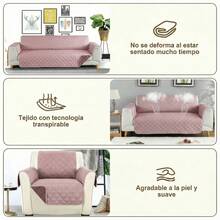 SERAPHINEX Funda de Sofá Antimanchas Impermeable 1 Piezas (1/2/3/4 Plazas) - Protector Sofá Acolchado 100% Poliéster con Correas Antideslizantes, Lavable, Ideal Mascotas - Rosa claro + rosa oscuro - Ver 8