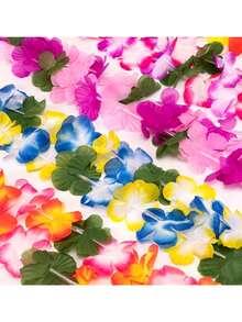20/10pcs Hawaiian Luau Flower Leis, Includes Hibiscus And Plumeria Flowers - Hawaiian Party Decorative Flower Leis Necklaces, Suitable For Weddings, Baby Showers, Birthdays, Pool Parties Tropical Themed Decorations, Colorful Bulk Hawaiian Party Flower Garland Accessories - Multiple Styles - View 10
