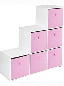 1/3/6pcs Foldable Fabric Storage Boxes With Handles, Multi-Color Options, Collapsible Closet Organizers, Kids Room Toy Storage Baskets, Home Organization Containers - Pink - View 8