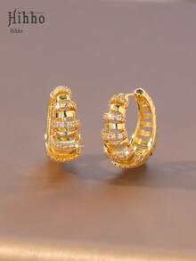 Hihho 1 Pair Layered Hoop Earrings, Fully Plated In Gold/Silver, European And American Luxury Style, Suitable For Daily, Dating, Party, Formal Events - Classic Hoop Earrings - View 9