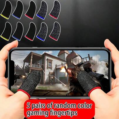 Esports Gaming Finger Sleeve, Touchscreen Anti-Slip Anti-Sweat Ultra-Thin Breathable Phone Touch Thumb Sleeve, Anti-Static Black With Blue Edge Fiber, Sweat-Resistant Friendly Touch, Suitable For LOL | Anti-Slip Reusable, Black With Blue Edge Gaming Fingertip Cover, Anti-Static, Anti-Sweat