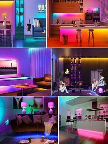 LED Light Strip, RGB Music Sync Color Changing Bluetooth LED Light Strip, With Smart APP Control Remote And Remote Control, Suitable For Room, Parts, Essentials, Atmosphere Decoration (100ft - 2 Rolls 50ft), Bedroom, TV, Room DIY (APP + Remote Control), Decorative Lighting Fixtures, Ambient Light Strip - White Plate - View 11