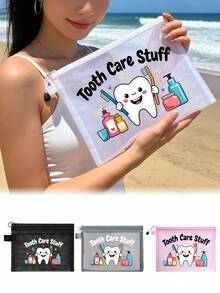 1pc Large Dental Theme Organizer Bag - Big Dental Tool Travel Case, Suitable For Dentists, Assistants And Patients - Creative Birthday/Anniversary Gift, Dental Gift, Home Organizer Bag, Interesting Design, Durable, Toiletry Bag, Patient Medication Pouch, Pill Box, Medicine Storage Bag, Medical Kit, First Aid Box, Cruise & Travel Essential - Multicolor - View 1