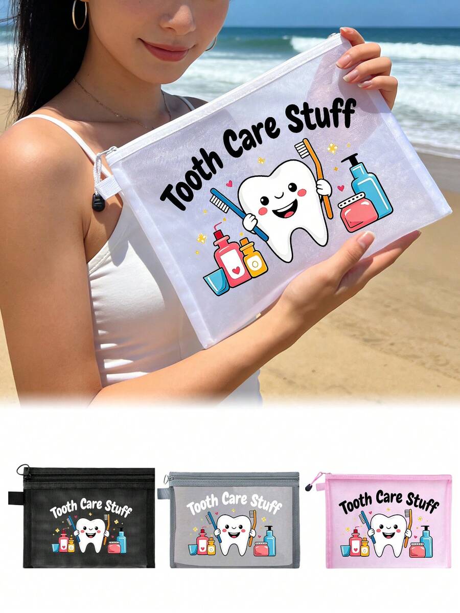 1pc Large Dental Theme Organizer Bag - Big Dental Tool Travel Case, Suitable For Dentists, Assistants And Patients - Creative Birthday/Anniversary Gift, Dental Gift, Home Organizer Bag, Interesting Design, Durable, Toiletry Bag, Patient Medication Pouch, Pill Box, Medicine Storage Bag, Medical Kit, First Aid Box, Cruise & Travel Essential - Multicolor - View 1