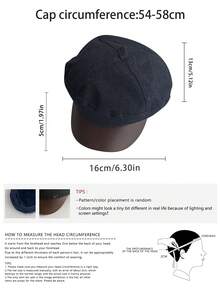 Boina holgada octagonal de gran tamaño, gorra de pintor vintage desgastada, gorra de niño versátil y casual para mujer, talla grande - Multicolor - Ver 11