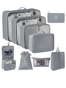 10/1pc Travel Storage Set, Includes Toiletry Bag, Makeup Bag, Underwear Storage Bag, Shoe Bag, Clothing Storage Bag. Can Store Clothes, Toiletries, Cosmetics, Makeup Brushes, Skincare Products, Phones And Various Small Items. Overall Bohemian Style, Suitable For Travel, Beach Vacation, Campus Life, Winter Travel And Back To School. - View 30