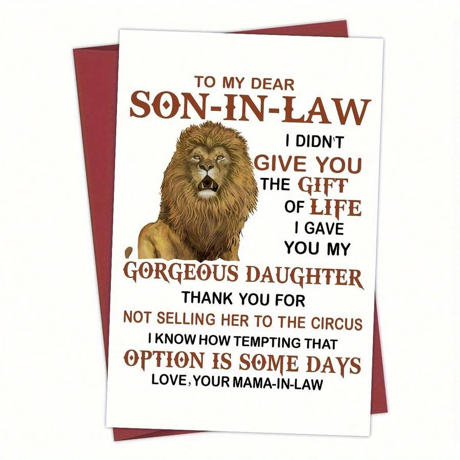 1pc "To My Dear Son-In-Law" Funny Birthday Card, Suitable Gift For Son-In-Law (Random Envelope Color) - To My Son-in-law - View 1