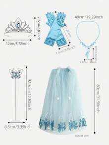 Juego de suministros para fiesta con tema de hielo y nieve: Capa de mariposa, varita mágica, guantes, corona de cristal, collar, adecuado para actuaciones en el escenario, juegos de roles, fiesta de cumpleaños - Multicolor - Ver 3