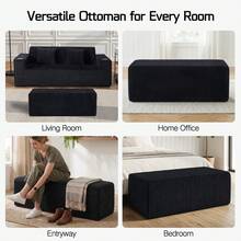 ATOMHOME Only Ottoman! Sofa Ottoman, Upholstered Corduroy Cloud Ottoman For Sofa Couches, Modern Boneless Ottoman Bench End Of Bed Bench, Oversized Sectional Sofa Footrest, Minimalist Rectangle Coffee Table For Living Room Bedroom Entryway, Room Deocr, Black - Black - View 10