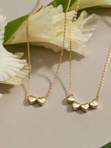 Collar personalizado con colgante de corazón 3D con inicial, collar personalizado con letra de oro, collar para mujer, joyería de verano, colgante con letra del nombre personalizado para madre, novia, mujer, regalo personalizado, regalo del Día de la Madre, accesorios de playa para mujer - Dorado - Ver 5
