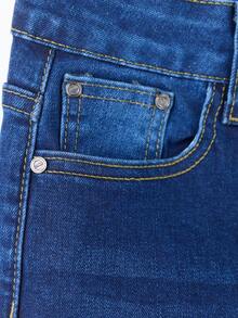 Wide-Leg Denim Pants With A Flattering High Waist And Functional Cargo-Style Side Pockets - Dark Blue H2KB20 - View 8
