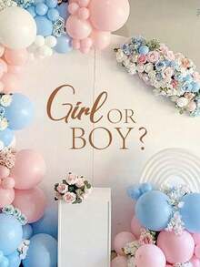 1pc Boy Or Girl Gender Reveal Party Wall Decal, Nursery Decor Wallpaper Sticker, Gender Reveal Party Decoration Sticker, Suitable For Gender Reveal Party, Children's Bedroom Decor - Multicolor - View 8