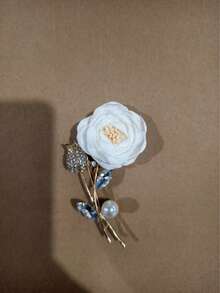 1pc Unisex Flower & Rhinestone Decor Romantic Boutonniere For Wedding Party, Anniversary, Prom, Evening Party Valentine's Day Valentines - A - View 10