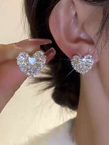 5 Pairs Elegant Rhinestone Glass Flower, Heart, Geometric Faux Pearl Earrings Set, Luxury Suitable For Vacation, Party, Daily Wear, Formal Events - Yellow Gold - View 4