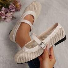Shoes For Women Ladies Flats Mesh Summer Ballet Buckle Strap Ballerina Ultra Soft Breathable Comfy Office Dressy Spring Summer Outdoor Walking Loafers - Màu be - Xem 2