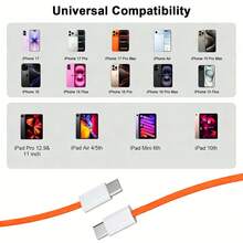 USB-C Fast Charging Cable Compatible With IPhone 17/16/15, USB-C To Type-C Charging & Data Cable (3.3/6.6/10ft Nylon Braided) For Indoor/Outdoor/Travel And Car, Fast Charging Compatible With Iphone 17/16/15/Pro/Pro Max, Android Phones - Burnt Orange - View 7