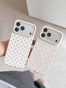 Bộ 2 ốp lưng điện thoại silicon lỏng chống sốc họa tiết trái tim hồng và chấm bi đen, tương thích với Apple iPhone XS/XS Max/XR/11/12/13/14/15/16 Pro/Pro Max/14/15/16 Plus/17, quà tặng unisex. - Nhiều màu - Xem 5