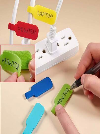 Bộ 5/10/20 cuộn băng dính ma thuật tự dính viết tay nhiều màu ngẫu nhiên, thích hợp cho cáp sạc, cáp mạng, có thể giặt và tái sử dụng.