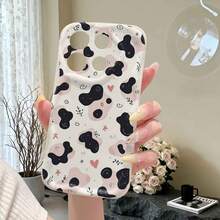 1 chiếc ốp lưng điện thoại màu kem họa tiết da bò bất đối xứng, lý tưởng cho nữ sử dụng hàng ngày, tương thích với Galaxy S23/S24/S25/S26/A57/A37/A17/A07, dòng Android thuần túy. - trắng - Xem 5