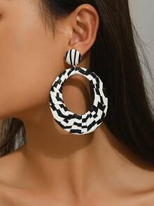 1 Pair Bohemian Handmade Woven Zebra Pattern Earrings, Suitable For Daily And Vacation Outfits - Zebra Stripes - C - View 3