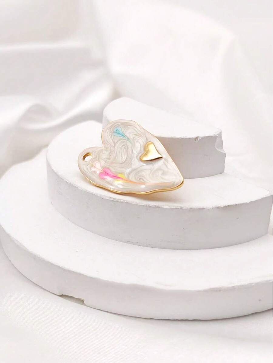 1件波西米亚风心形DIY饰品吊坠，适合女性日常佩戴 - 彩色 - 查看 1