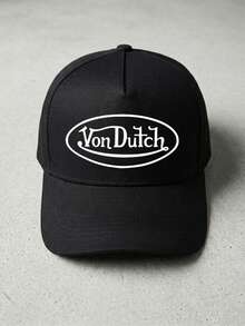 1pcs VonDutch Printed Baseball Cap, Classic Casual Retro Y2K Unisex Baseball Cap, Adjustable Size, Lightweight And Sun Protection, Suitable For Outdoor Sports, Daily Wear, Parties, And - màu đen - Xem 1