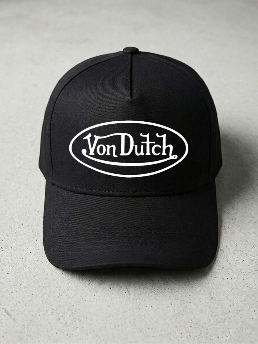1pcs VonDutch Printed Baseball Cap, Classic Casual Retro Y2K Unisex Baseball Cap, Adjustable Size, Lightweight And Sun Protection, Suitable For Outdoor Sports, Daily Wear, Parties, And - màu đen - Xem 1