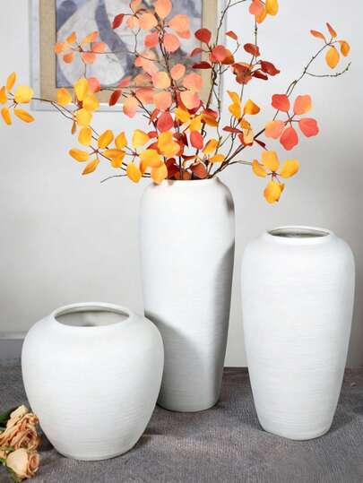 Bộ bình hoa nhựa trắng Wabi-Sabi, bình trang trí Pampas mờ tối giản, bình trang trí bàn làm việc, nhà cửa.