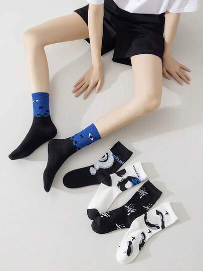 1/3/5 đôi tất dài đến bắp chân phong cách đường phố, thoải mái và đa năng. Thiết kế phối màu, họa tiết mắt, graffiti trừu tượng và đường nét tối giản. Mỗi đôi đều toát lên một phong cách cá tính khó tả. Chất liệu mềm mại, thân thiện với da, phù hợp cho việc đi lại hàng ngày và chơi thể thao. Kiểu dáng thoải mái, dễ phối với mọi trang phục.