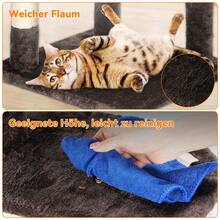 U'King 112cm Katzenklettergerüst ,Kleine und mittlere Katzenbaum,  Mehrschichtiger Katzenkratzbaum Stabiler Rahmen Nnd Bequeme Sitzstange Mit Katzenspielzeug Plüschbälle Katzenhaus  Zur Katzenkrallenpflege Freizeit Und Unterhaltung - Braun - Übersicht 8