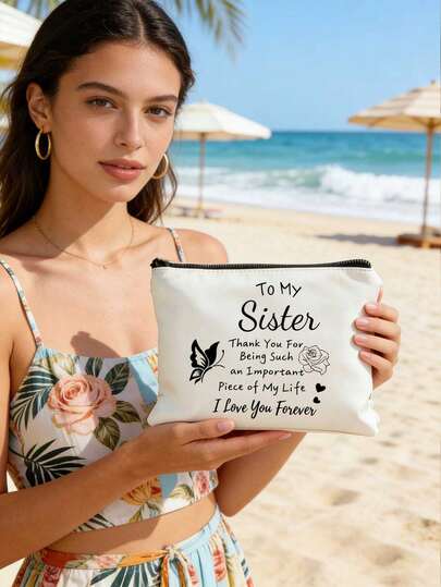 Gửi chị gái yêu quý, Cảm ơn chị vì đã là một phần quan trọng trong cuộc đời em! - Họa tiết hoa bướm - Túi đựng mỹ phẩm du lịch, Túi vệ sinh cá nhân đa năng, Túi gấp gọn nhẹ, Túi đựng đồ dùng cá nhân, Túi đựng mỹ phẩm du lịch dung tích lớn dành cho nữ, Quà tặng cho bạn gái, chị gái, Quà sinh nhật, Đồ dùng cần thiết khi đi du lịch, Đồ dùng ký túc xá, Hoàn hảo cho du lịch, kỳ nghỉ, bãi biển, công tác, tập thể dục, cắm trại