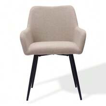 Classic Dining Chairs With Wide Seat, High Armrests & Metal Legs | 2-Piece Comfort Set - Khaki - View 3