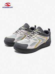 New Stylish Breathable Lace-Up Sports Shoes For Men, Suitable For Outdoor Hiking, Gym, Driving, Commuting, Black - Beige Gray - View 3