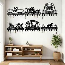 1pc Customizable Iron Key Holder Rack, Name Logo, Family Gift, Customized Iron Plate, Housewarming Gift, Handmade Key Hook, Metal Key Hanger, Personalized Key Organizer With Heart-Shaped Key Hook, Ideal For Valentine's Day, Anniversary Wall-Mounted Key Rack - Multicolor - View 1