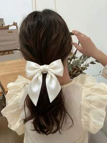 Miaode Accessories Bow Scrunchie New Hair Tie Ponytail Holder Simple Elegant Hair Rope Travel Accessories Hair Elastics Hair Rubber Bands Elastic Hair Tie For Outdoor Activities, Vacation, Travel, Outfit Accessories, And Gifting,Festival,Birthday - White - View 6