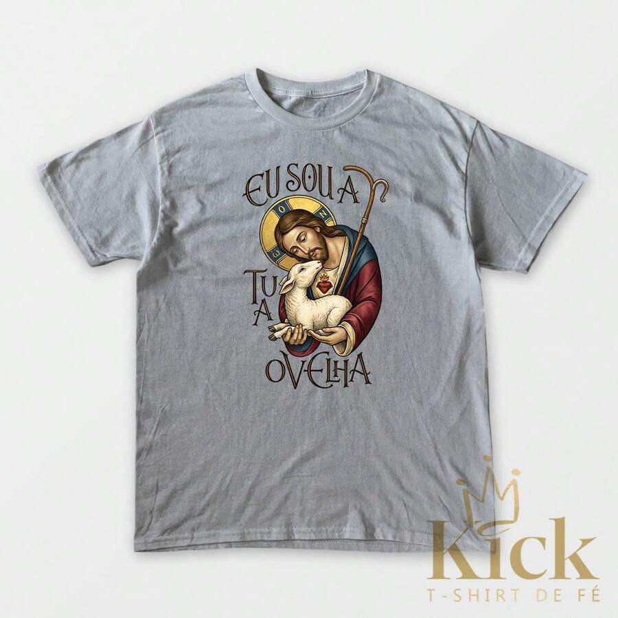 Women's Christian T-Shirt "Sheep Of Jesus," Religious Style, In Premium Cotton - Grey - View 1