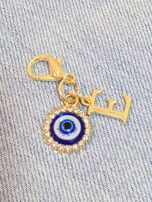 1pc Initial Letter Blue Evil Eye Rhinestone Keychain - Symbolic Gift, Protection And Good Luck - Fashion Accessory, Suitable For Car Keys/Bag Pendant, Ideal Holiday Gift Accessory - Multicolor - View 21