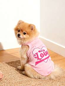 1pc Love Letter Funny Print Pet Vest, Physical Anti-Flea Reduce Shedding Insulation Breathable Dog/Cat Vest, Suitable For Small & Large Pets Indoor/Outdoor - Pink - View 6